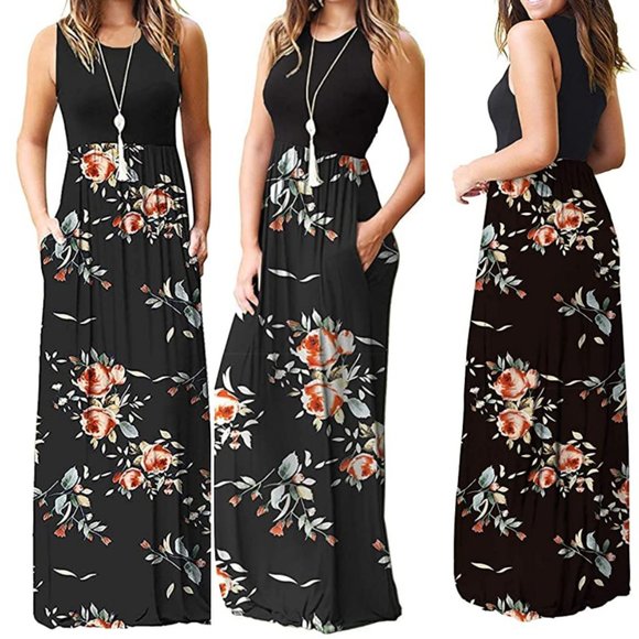 Dresses & Skirts - Women's Summer Sleeveless Loose Plain Maxi